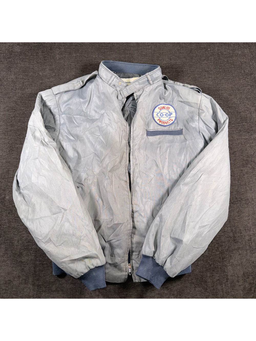 Vintage Dunbrooke Co-Op Quality Products Light Blue Bomber Jacket Size L